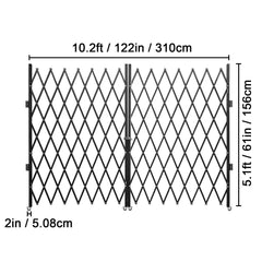 Double Folding Security Gate Folding Door Gate 5.1' H x 10.2' W Scissor Gate