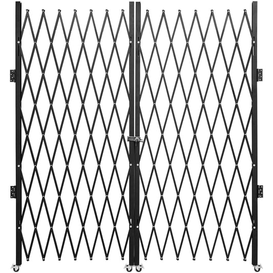 Double Folding Security Gate Folding Door Gate 5.1' H x 10.2' W Scissor Gate
