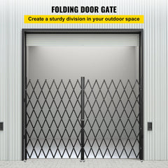Double Folding Security Gate Folding Door Gate 5.1' H x 10.2' W Scissor Gate