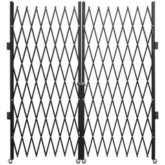 Double Folding Security Gate Folding Door Gate 5.1' H x 10.2' W Scissor Gate