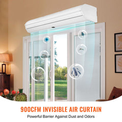 0.9m Commercial Indoor Air Curtain Super Power 2 Speeds 1528m³/h, UL Certified Wall Mounted Air Curtains for Doors, Indoor Over Door Fan with Heavy Duty Limit Switch, Easy-Install Unheated