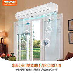 0.9m Commercial Indoor Air Curtain Super Power 2 Speeds 1528m³/h, UL Certified Wall Mounted Air Curtains for Doors, Indoor Over Door Fan with Heavy Duty Limit Switch, Easy-Install Unheated