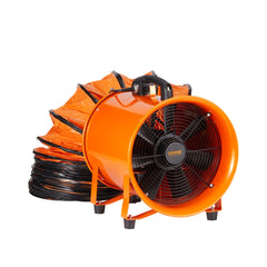 Portable Ventilator, 254mm/10inch Heavy Duty Cylinder Fan with 10m Duct Hose, 300W Strong Shop Exhaust Blower 1720CFM, Industrial Utility Blower for Sucking Dust, Smoke, Smoke Home/Workplace