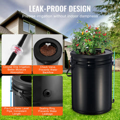 RDWC Hydroponics Grow System, Hydroponic Growing Kit with Top Drip, Recirculating Deep Water Culture 4 Buckles and 1 Reservoir, with Air Pump and Water Level Device for Leafy Vegetables