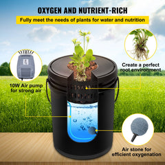 DWC Hydroponics Grow System, Hydroponic Growing System, Deep Water Culture 5-Gallon 4 Buckets, DWC System with Air Pump, Air Stones and Water Level Device for Leafy Vegetables