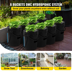 DWC Hydroponics Grow System Deep Water Culture 8 Buckets with Air Pump