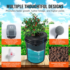 DWC Hydroponics Grow System Deep Water Culture 8 Buckets with Air Pump