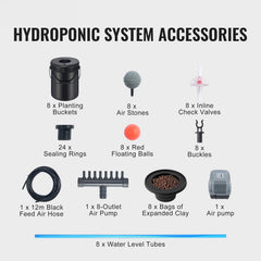 DWC Hydroponics Grow System Deep Water Culture 8 Buckets with Air Pump