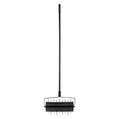 Rolling Lawn Aerator, 435mm Heavy-Duty Manual Rolling Aerator Lawn with Detachable Handle and 27 Iron Spikes, Rolling Lawn Aeration Tool for Garden Patio Yard Compacted Soils and Lawns, Black
