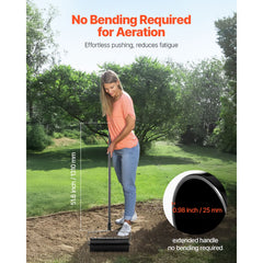 Rolling Lawn Aerator, 435mm Heavy-Duty Manual Rolling Aerator Lawn with Detachable Handle and 27 Iron Spikes, Rolling Lawn Aeration Tool for Garden Patio Yard Compacted Soils and Lawns, Black