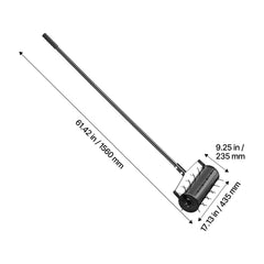 Rolling Lawn Aerator, 435mm Heavy-Duty Manual Rolling Aerator Lawn with Detachable Handle and 27 Iron Spikes, Rolling Lawn Aeration Tool for Garden Patio Yard Compacted Soils and Lawns, Black