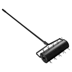 Rolling Lawn Aerator, 435mm Heavy-Duty Manual Rolling Aerator Lawn with Detachable Handle and 27 Iron Spikes, Rolling Lawn Aeration Tool for Garden Patio Yard Compacted Soils and Lawns, Black