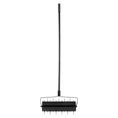Rolling Lawn Aerator, 525mm Heavy-Duty Manual Rolling Aerator Lawn with Detachable Handle and 33 Iron Spikes, Rolling Lawn Aeration Tool for Garden Patio Yard Compacted Soils and Lawns, Black