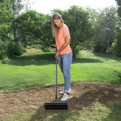 Rolling Lawn Aerator, 525mm Heavy-Duty Manual Rolling Aerator Lawn with Detachable Handle and 33 Iron Spikes, Rolling Lawn Aeration Tool for Garden Patio Yard Compacted Soils and Lawns, Black