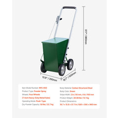 Dry Line Marker 4-Wheel 50 or 100 mm Lines Heavy Duty Steel Chalker 22.7kg