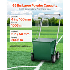 Dry Line Marker 4-Wheel 50 or 100 mm Lines Heavy Duty Steel Chalker 29.5kg