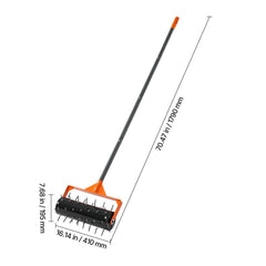 Rolling Lawn Aerator, 410mm Manual Push Aerator Roller with 42 Spikes & 60 in Long Handle, Fillable Drum for Added Weight, Heavy-Duty Lawn Soil Penetrator for Garden Yard Compacted Soils