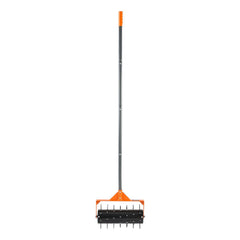 Rolling Lawn Aerator, 410mm Manual Push Aerator Roller with 42 Spikes & 60 in Long Handle, Fillable Drum for Added Weight, Heavy-Duty Lawn Soil Penetrator for Garden Yard Compacted Soils