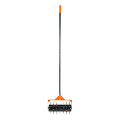 Rolling Lawn Aerator, 410mm Manual Push Aerator Roller with 42 Spikes & 60 in Long Handle, Fillable Drum for Added Weight, Heavy-Duty Lawn Soil Penetrator for Garden Yard Compacted Soils