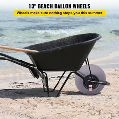 Beach Balloon Wheels, 13" Sand Tires with 32" Stainless Steel Axle, TPU Cart Tires for Kayak Dolly, Canoe Cart and Buggy with Air Pump, 2-Pack