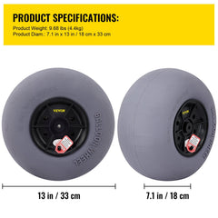 Beach Balloon Wheels, 13" Sand Tires with 32" Stainless Steel Axle, TPU Cart Tires for Kayak Dolly, Canoe Cart and Buggy with Air Pump, 2-Pack