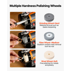 Bench Buffer Polisher, 8300-10600 RPM Adjustable Speed, Polishing & Buffing Machine with Grinding, Fiber, and Wool Wheels, 100-Piece Accessory Kit, for Jewelry, Wood, Metal, Raw Stone, Jade DIY