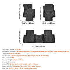 Automotive Floor Mats Fits Toyota RAV4 (Not for Hybrid or Prime) 2019-2024