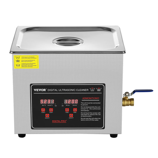 Ultrasonic Cleaner with Digital Timer & Heater, Professional Ultra Sonic Jewelry Cleaner, Stainless Steel Heated Cleaning Machine for Glasses Watch Rings Small Parts Circuit Board (10L)
