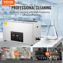 Ultrasonic Cleaner with Digital Timer & Heater, Professional Ultra Sonic Jewelry Cleaner, Stainless Steel Heated Cleaning Machine for Glasses Watch Rings Small Parts Circuit Board (30L)