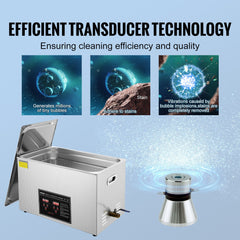 Ultrasonic Cleaner with Digital Timer & Heater, Professional Ultra Sonic Jewelry Cleaner, Stainless Steel Heated Cleaning Machine for Glasses Watch Rings Small Parts Circuit Board (30L)