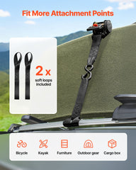 Retractable Ratchet Straps, 50.8 mm x 3 m, Tie Down Straps with S Hooks, 1375 kg Break Strength, 2 Soft Loops, Tie Down Ratcheting for Moving, Trailers, Motorcycles, Kayaks, Car Roof, 2 Pack