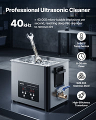10L Ultrasonic Cleaner, Professional Ultrasonic Cleaner Machine with Cleaning Basket & Digital Display, 180W Stainless Steel 40kHz Cleaning Machine for Watches, Razors, Jewelry, Coins, and More