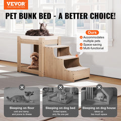 Pet Bunk Bed with Stairs Dog/Cat Window Perch for Bedside Indoor Use