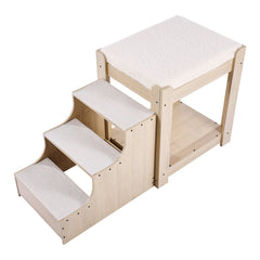 Pet Bunk Bed with Stairs Dog/Cat Window Perch for Bedside Indoor Use