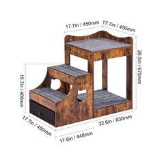 Pet Bunk Bed with Stairs Dog/Cat Window Perch with Storage Indoor Brown