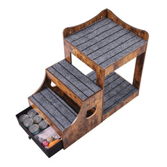 Pet Bunk Bed with Stairs Dog/Cat Window Perch with Storage Indoor Brown