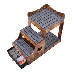 Pet Bunk Bed with Stairs Dog/Cat Window Perch with Storage Indoor Brown