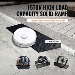 4 cm Rise Cuttable Threshold Ramp for Sweeping Robot, 90 cm Wide Natural Rubber Wheelchair Ramp, Non-Slip Solid Rubber Ramp with Double-Sided Tape for Doorways, Driveways, Bathroom, Smooth Tile