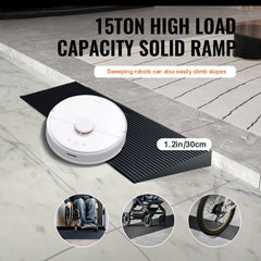 3 cm Rise Cuttable Threshold Ramp for Sweeping Robot, 90 cm Wide Natural Rubber Wheelchair Ramp, Non-Slip Solid Rubber Ramp with Double-Sided Tape for Doorways, Driveways, Bathroom, Smooth Tile