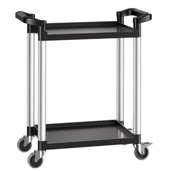 Utility Cart, 300 lbs Load Capacity, 2-tier Utility Plastic Cart with 360° Swivel Wheels (2 with Brakes), 24.4 x 16.1-inch Food Service Cart for Warehouse, Office, Home, Restaurant, Kitchen