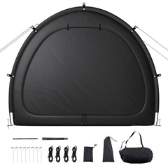Bike Storage Tent, 1 to 2 Bikes, Outdoor Spacious Bike Storage Tent with Ventilated Window, Waterproof Fan-Shaped Bike Tent with High Strength Fiberglass & Dual Zippers, Fit for Bicycle
