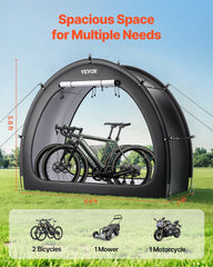 Bike Storage Tent, 1 to 2 Bikes, Outdoor Spacious Bike Storage Tent with Ventilated Window, Waterproof Fan-Shaped Bike Tent with High Strength Fiberglass & Dual Zippers, Fit for Bicycle