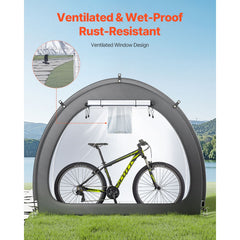 Bike Storage Tent, 4 to 5 Bikes, Outdoor Spacious Bike Storage Tent with Ventilated Window, Waterproof Fan-Shaped Bike Tent with High Strength Fiberglass & Double Door, Fit for Bicycle