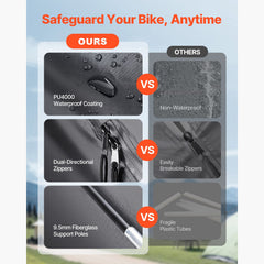 Bike Storage Tent, 4 to 5 Bikes, Outdoor Spacious Bike Storage Tent with Ventilated Window, Waterproof Fan-Shaped Bike Tent with High Strength Fiberglass & Double Door, Fit for Bicycle