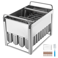 Commercial Popsicle Moulds, 40PCS Round-Head Ice Pop Moulds with Double Slot, Stainless Steel Ice Lolly Popsicle Moulds, Ice Cream Maker Mould Holder with 50PCS Popsicle Sticks & Bags
