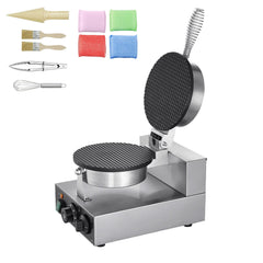 Electric Ice Cream Cone Maker, Commercial 1230W Waffle Cone Machine, Non-Stick Stainless Steel Egg Roll Mold, with Temperature and Time Control, Handle, for Restaurant Bakery Snack Bar Family