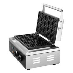 Commercial Waffle Maker, 10PCS Rectangle Waffle Baker Machine, 1550W Non-Stick Stainless Steel Belgian Waffle Iron with Temp and Time Control, Handle, for Restaurant Bakery Snack Bar Family