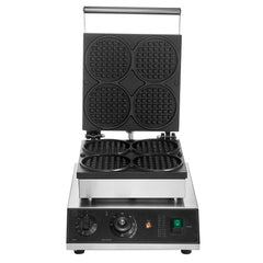 Commercial Waffle Maker, 4PCS Round Waffle Baker Machine,1750W Non-Stick Stainless Steel Belgian Waffle Iron with Temperature and Time Control, for Restaurant Bakery Snack Bar Family