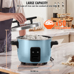 Commercial Rice Cooker, 50-Cup Rice Cooker, 10 Liter Large Rice Cooker and Warmer with Nonstick Inner Pot, Fast Cooking and 24-Hour Keep Warm, with Rice Cup and Paddle, for Restaurant