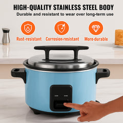 Commercial Rice Cooker, 40-Cup Rice Cooker, 8 Liter Large Rice Cooker and Warmer with Nonstick Inner Pot, Fast Cooking and 24-Hour Keep Warm, with Rice Cup and Paddle, for Restaurant